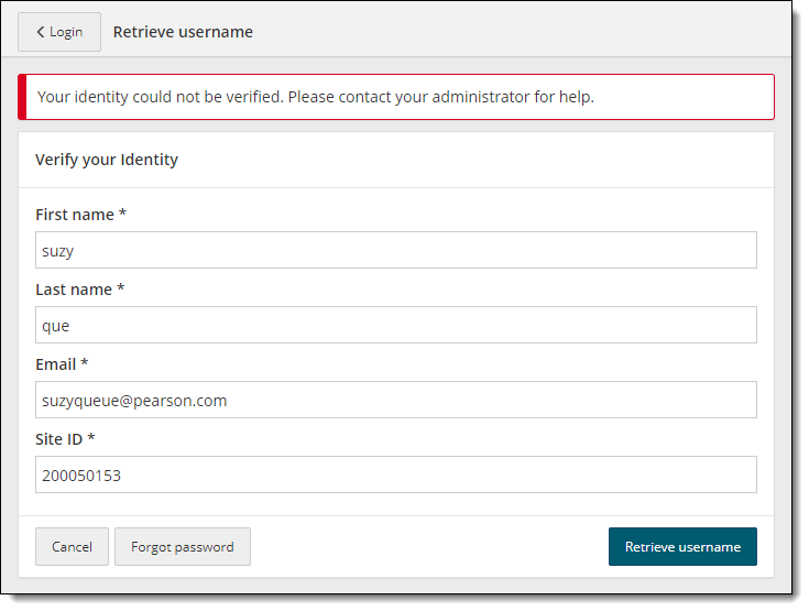 Could not verify identity message.